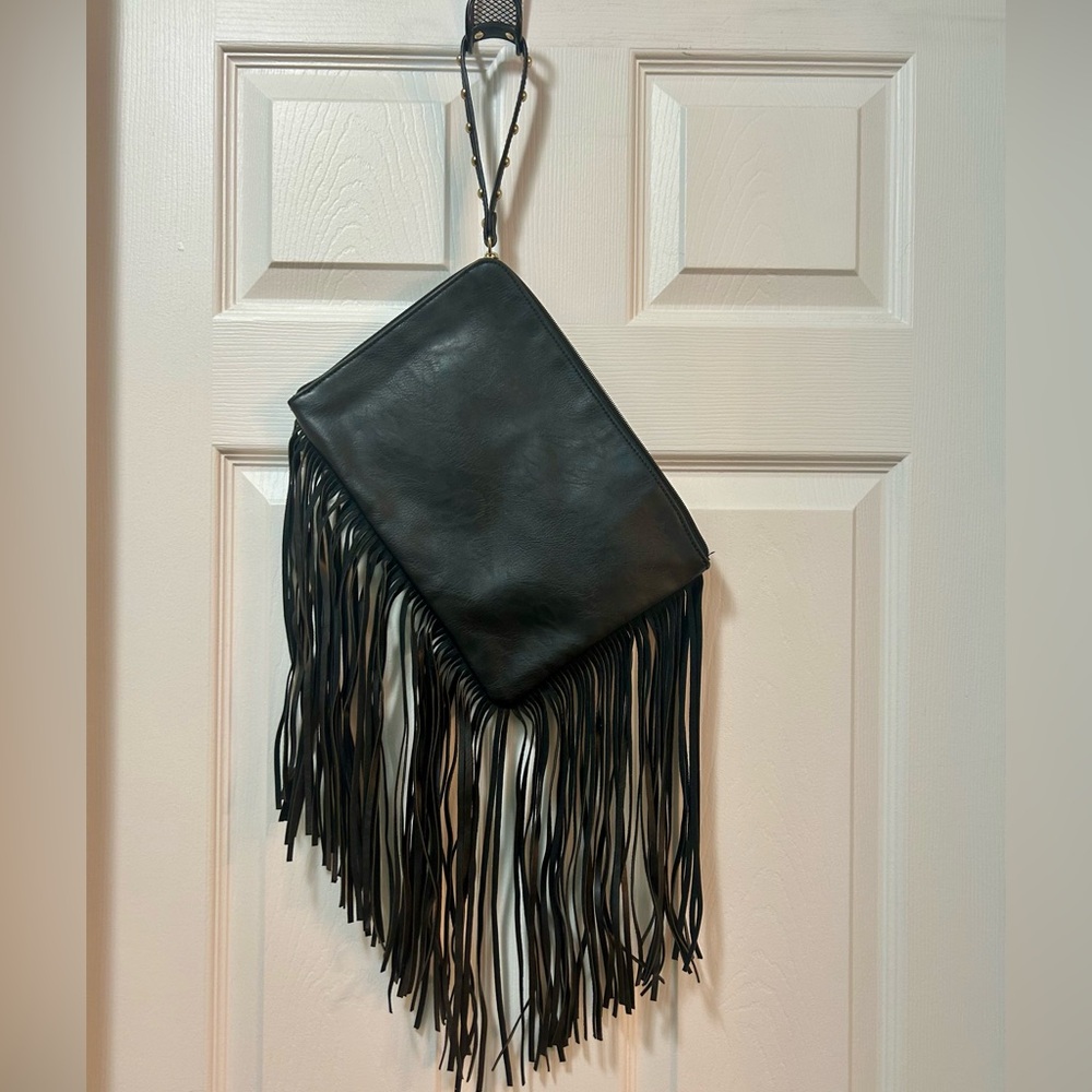 Fringe Leather Wristlet